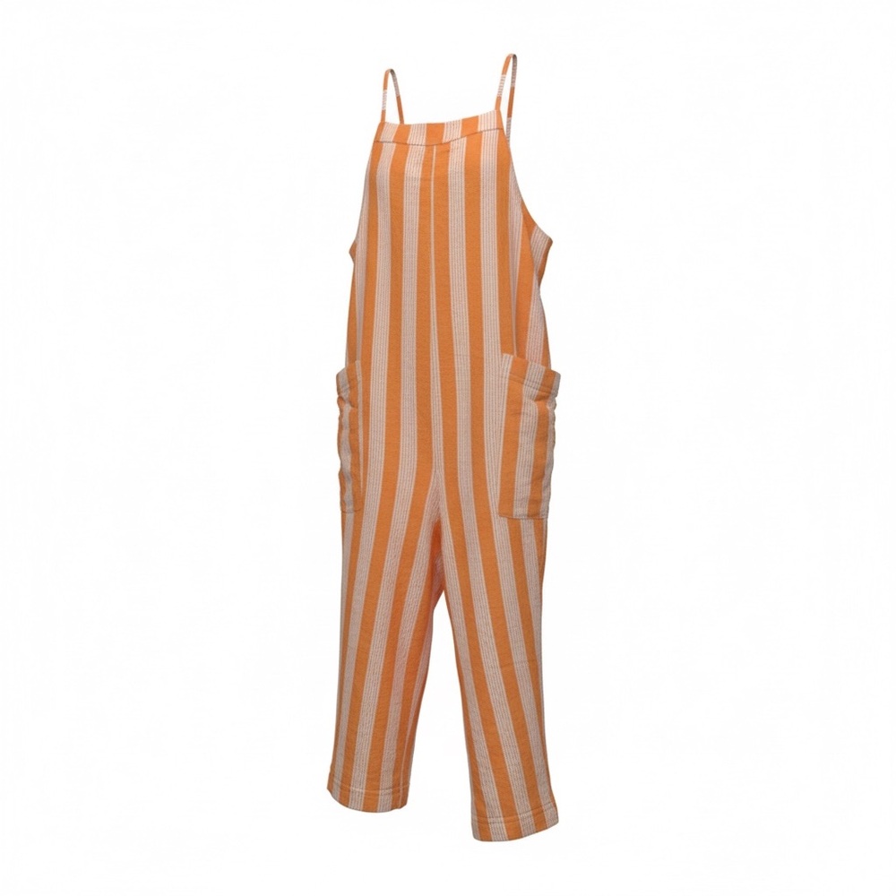 Rip Curl Vibrant Orange and White Striped Jumpsuit